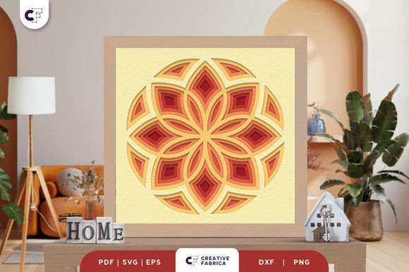 3D Shadow Box Geometric Wheel Paper Cut: A Modern Ornament for Small Business Branding
