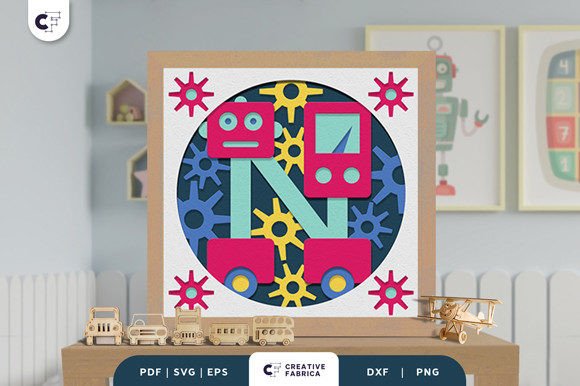 Alphabet Robot Letter N 3D Shadow Box: A 3D SVG for Birthday-Themed Branding