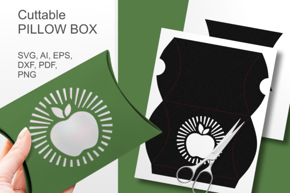 Apple and Sunburst Ray Window Pillow Box – A 3D SVG Gift Box Template for Spring Branding