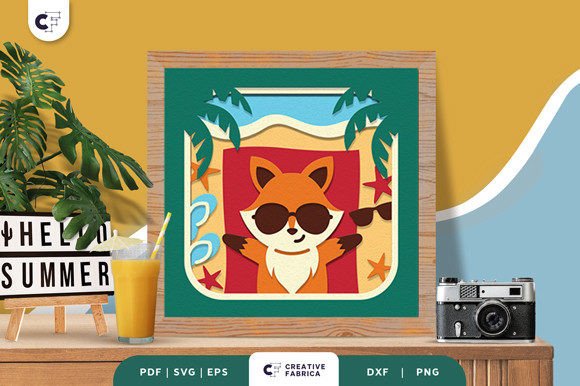 Baby Fox Sunbathing 3D SVG for Summer Digital Selling