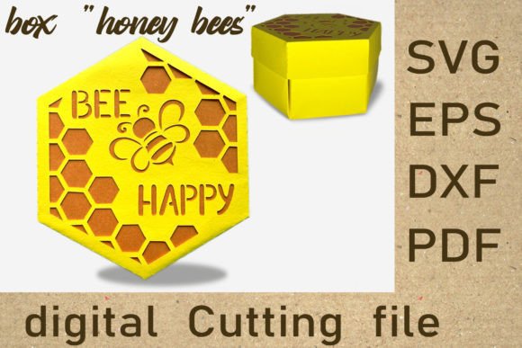 Bee Hexagon Decorative Gift Box Paper: 3D SVG Objects