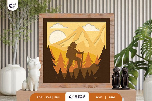 Boy Hiking Mountain 3D Light Box SVG: A Versatile Design Asset for Local Branding