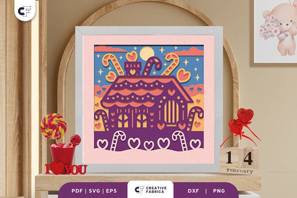 Candy House Valentine 3D SVG: Sweet Branding
