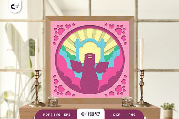 Cat in the Heaven Gate 3D Paper Cut: A Pet-Themed 3D SVG with Emotional Appeal