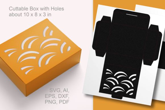 Curved Lines Pattern Rectangular Box 3D SVG Objects