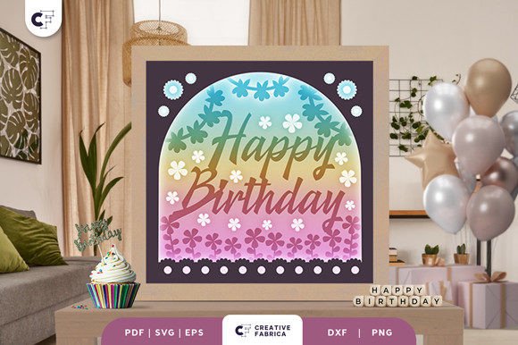 Decorative Floral Birthday 3D SVG for Birthdays