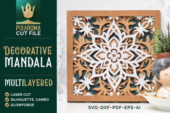 Decorative Mandala 3D Layered SVG Cut for Wall Decor