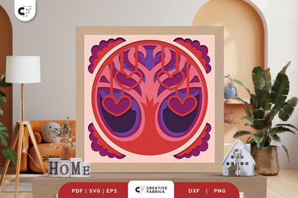 Family Tree 4 Members 3D Shadow Box SVG: A Delicate Touch for Lifestyle and Family-Centric Content