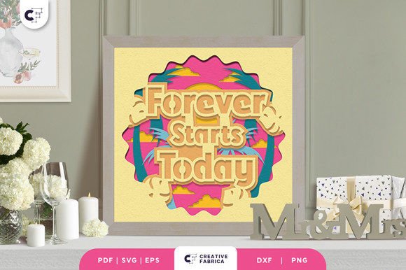 Forever Starts Today 3D Shadow Box: A Retro-Inspired 3D SVG for Table Decorations and Digital Storytelling