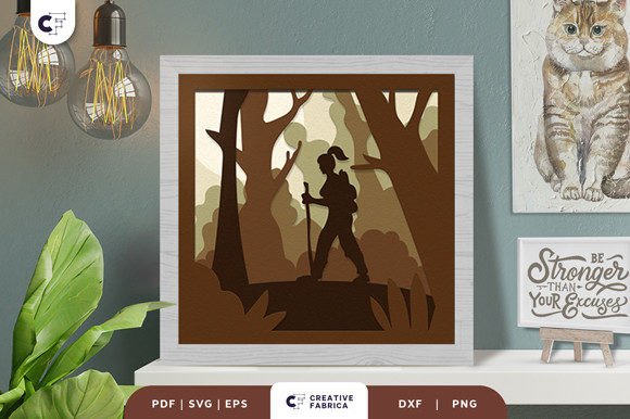 Girl Forest Walking 3D SVG: A Nature-Inspired Design for Crafters and Etsy Sellers