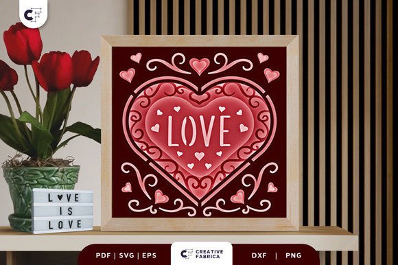 LOVE Heart Shape 3D SVG for Valentine's Day Sales