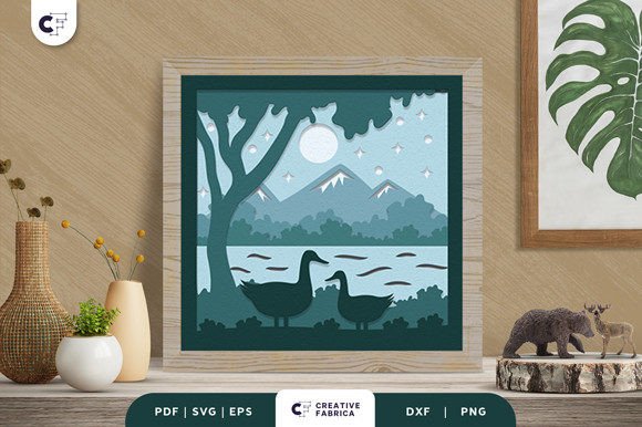 Mama and Baby Goose 3D Shadow Box: A 3D SVG That Brings Nature Charm to Handmade Crafts