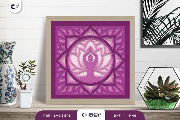 Meditation Yoga Pose 3D Shadow Box SVG for Yoga & Meditation Niche Sellers