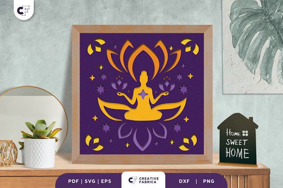 Namaste 3D Light Box Paper Cut: A 3D SVG for Yoga And Meditation Branding