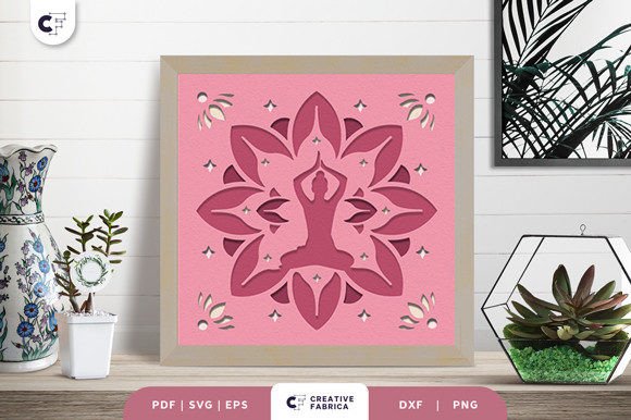Namaste Yoga Pose 3D Shadow Box SVG for Modern Brand Ornaments