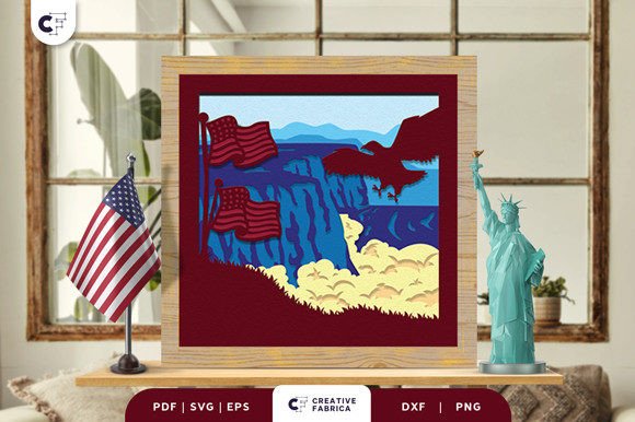 Niagara Falls Shadow Box SVG: 3D Design for Independence Day Branding