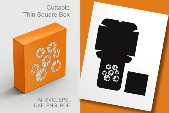 Organic Shapes Thin Square Box Template: 3D SVG Gift Boxes