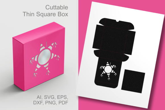 Pinata Decorative Holes Thin Square Box 3D SVG Shapes