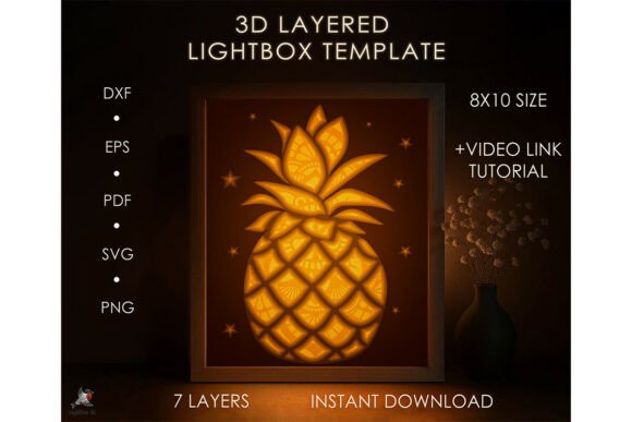 Pineapple Mandala 3D SVG for Shadow Boxes Branding