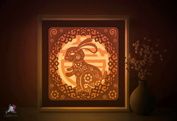 Rabbit Pattern Shadow Box SVG Template: 3D SVG Review