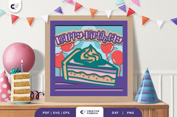 Slice of Cake 3D SVG for Birthdays Branding