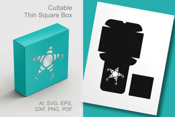 Star Pinata Holes Thin Square Favor Box – A 3D SVG for Festive Packaging in Shapes That Sell