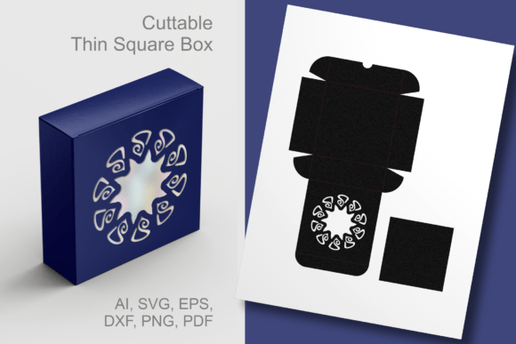 Swirl Twirl Star Window Thin Square Box – A 3D SVG Shape for Festive Packaging & Digital Design
