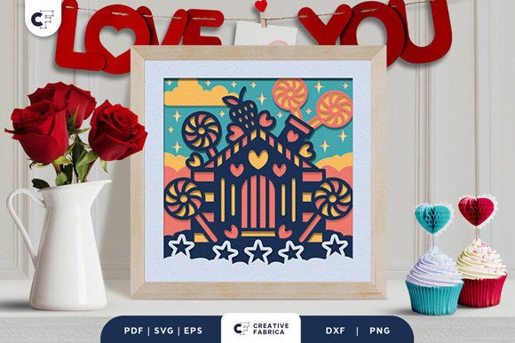 Valentines Candy House 3D SVG for Local Branding